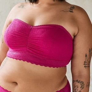 Torrid Longline Stretch Bandeau Lace Pink